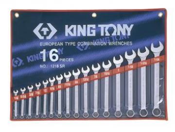 Bộ cờ lê vòng miệng hệ inch 16 chi tiết Kingtony 1216SR