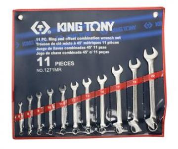 Bộ cờ lê vòng miệng nghiêng 45° 11 chi tiết Kingtony 1271MR