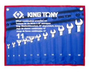 Bộ cờ lê vòng miệng nghiêng 45° 11 chi tiết Kingtony 1271MRN