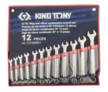 Bộ cờ lê vòng miệng nghiêng 45° 12 chi tiết Kingtony 1272MR01