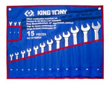 Bộ cờ lê vòng miệng nghiêng 45° 15 chi tiết Kingtony 1275MRN